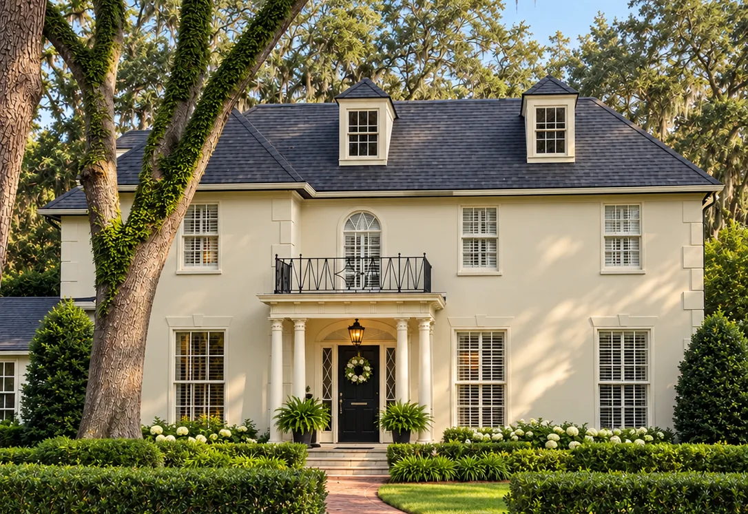 A cream colonial under a sweeping live oak in Ortega, Jacksonville
