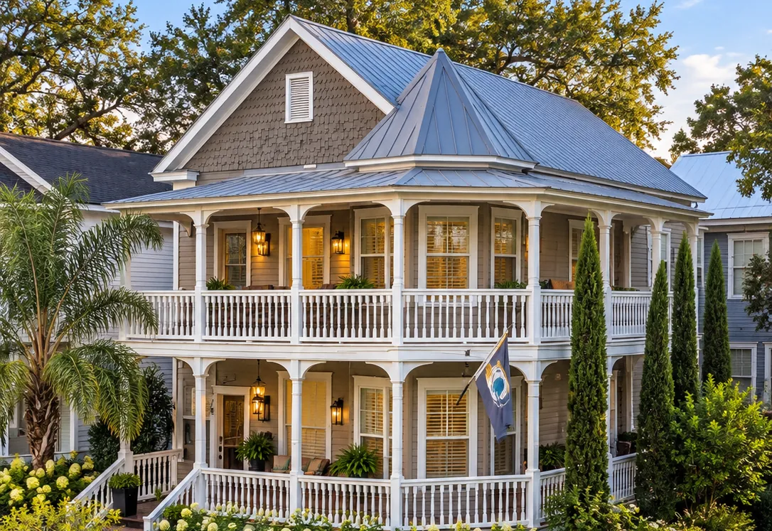 A two-story Victorian home with wraparound porches in Springfield